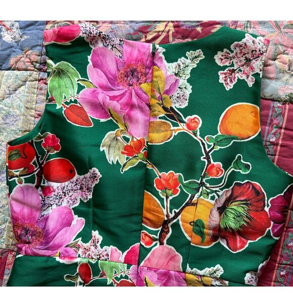 Talbots Vibrant Green Fruit Floral Print A Line Pleated Midi Dress 4 Petite - Picture 7 of 9